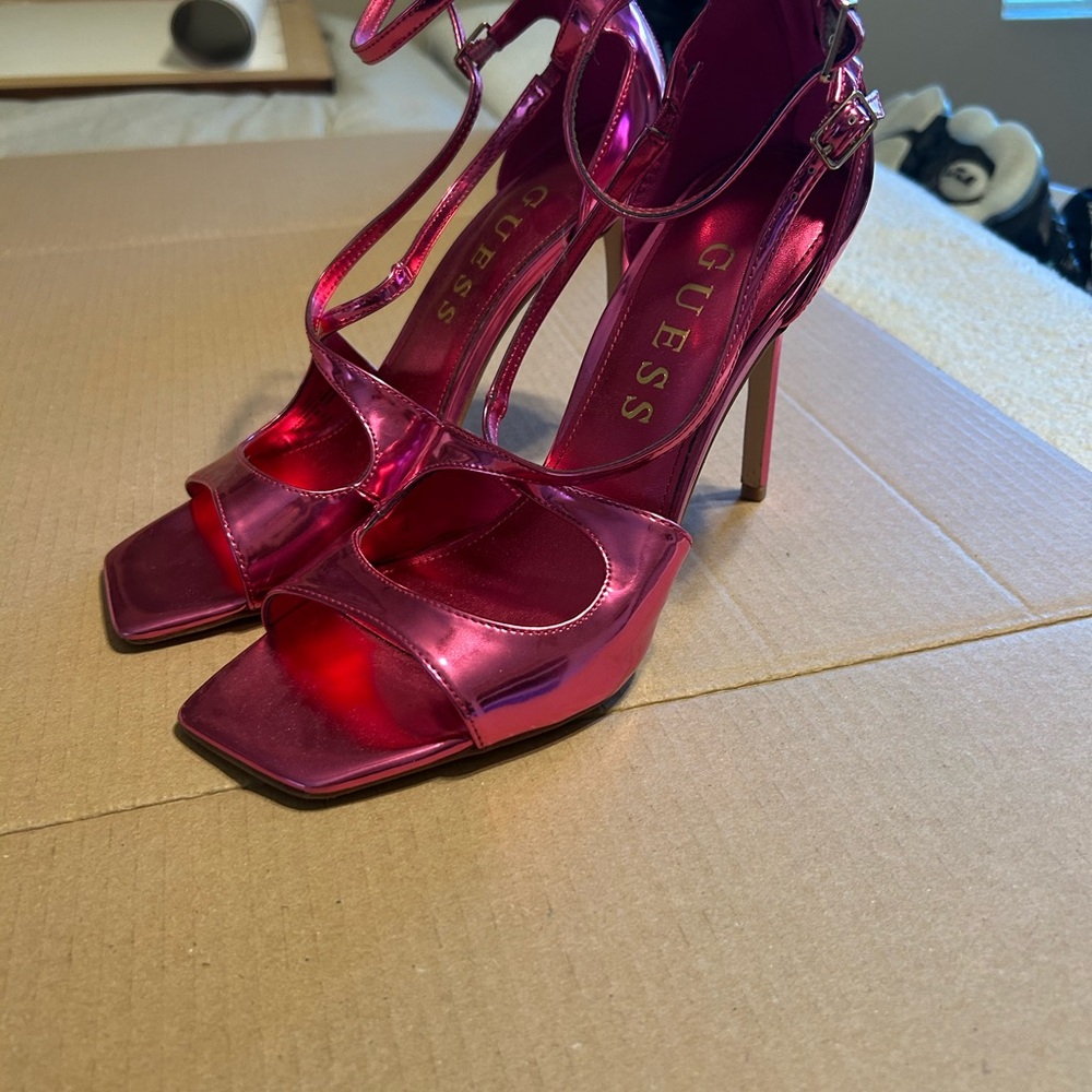 GUESS Women's Pink Strappy Heels